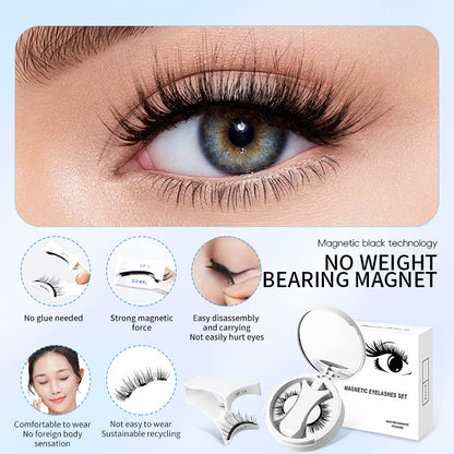 Pestañas postizas magnéticas con estuche de almacenamiento integrado. Pestañas postizas magnéticas sin pegamento. Herramientas de maquillaje natural con aplicador.