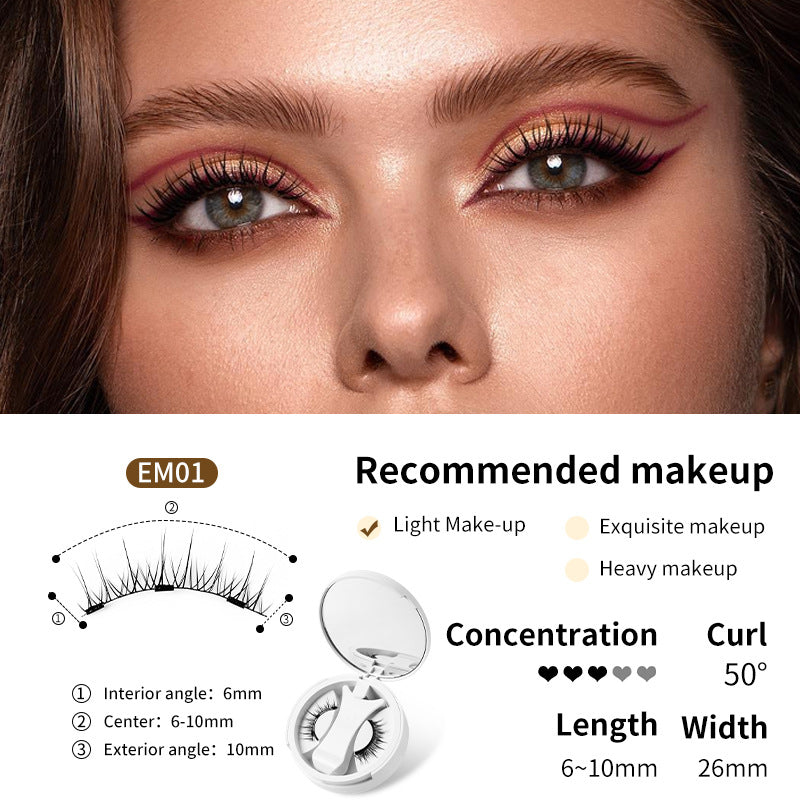Pestañas postizas magnéticas con estuche de almacenamiento integrado. Pestañas postizas magnéticas sin pegamento. Herramientas de maquillaje natural con aplicador.
