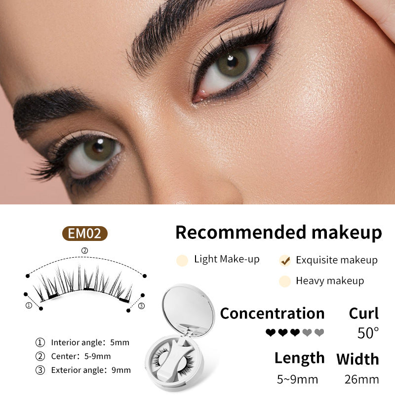 Pestañas postizas magnéticas con estuche de almacenamiento integrado. Pestañas postizas magnéticas sin pegamento. Herramientas de maquillaje natural con aplicador.