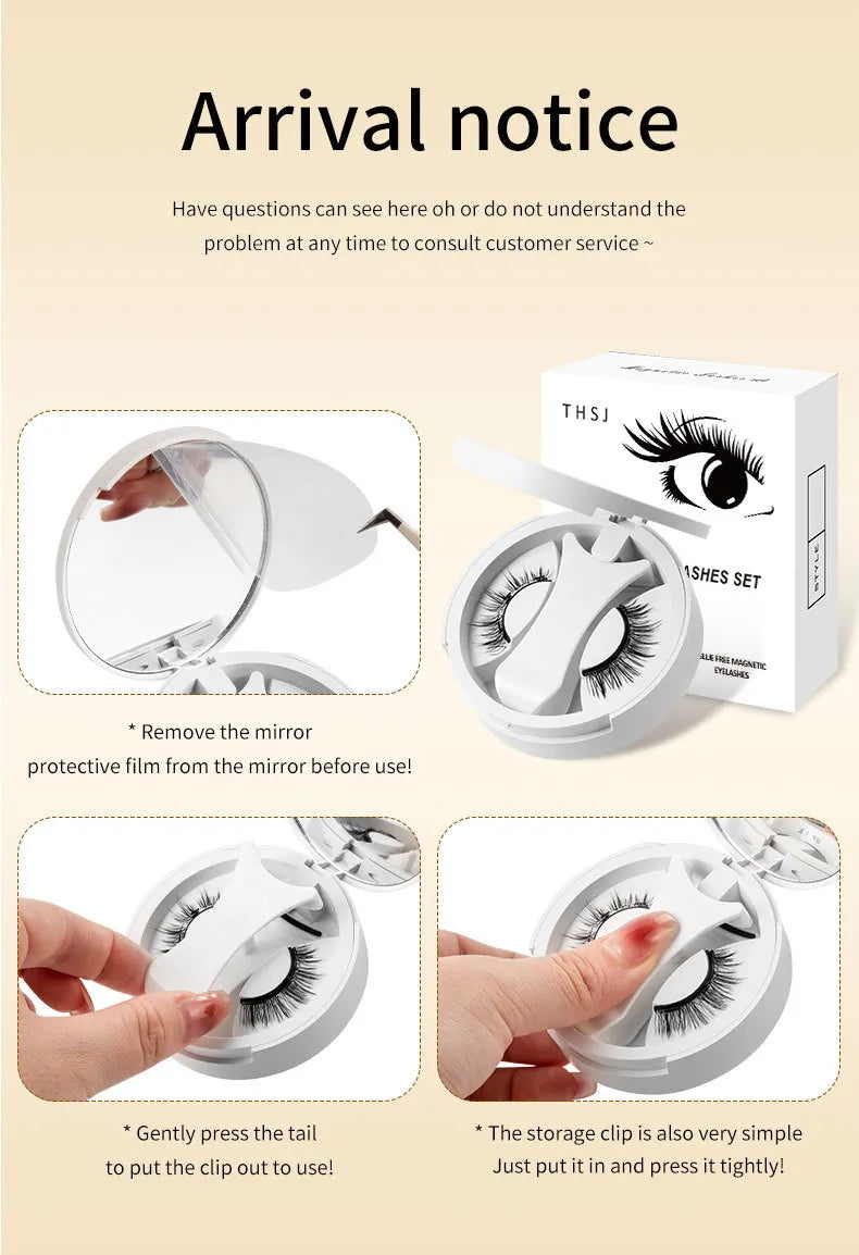 Pestañas postizas magnéticas con estuche de almacenamiento integrado. Pestañas postizas magnéticas sin pegamento. Herramientas de maquillaje natural con aplicador.